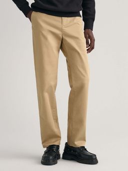 GANT - Khaki Solid Regular Fit Trousers