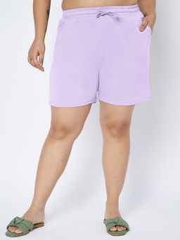 BRINNS - Plus Size Cotton Lavender Shorts