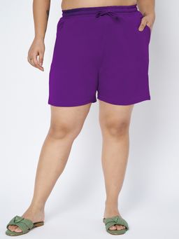 BRINNS - Plus Size Cotton Purple Shorts