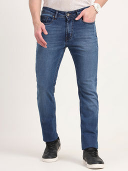 JadeBlue - Mid Blue Washed Straight Fit Cotton Stretch Denim Comfortable Fit Jeans