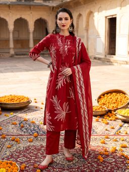 BERRYLICIOUS - Women Red Printed Kurta Pant and Dupatta
