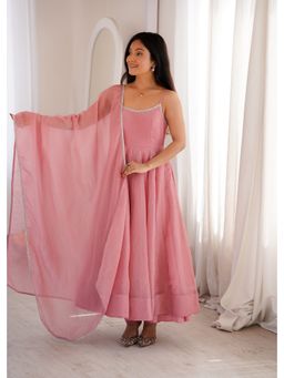 THE52 - Women'S Embroidery Anarkali Pant and Dupatta