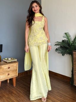 THE52 - Women'S Embroidery Straight Kurta Palazzo and Dupatta