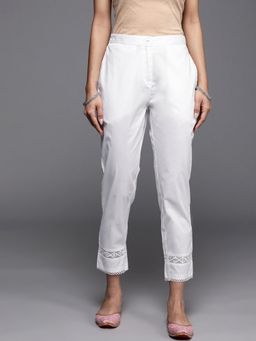Libas - White Cotton Solid Pant
