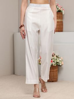 Libas - White Solid Straight Trouser