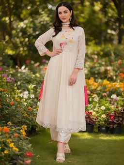THE52 - Women'S Embroidery Work Kurta Pant and Dupatta