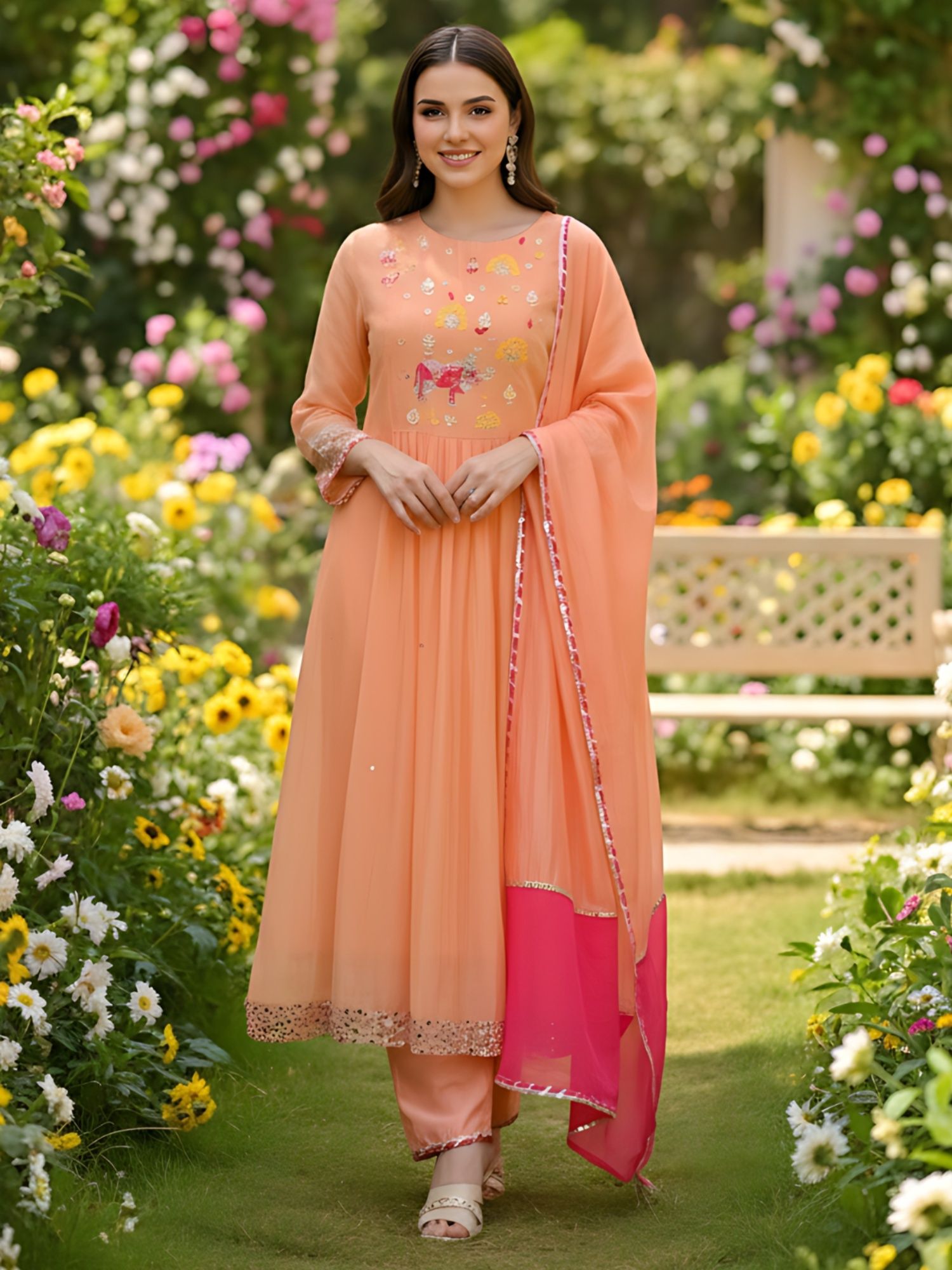 the52 Women'S Embroidery Work Kurta Pant and Dupatta-picture-42