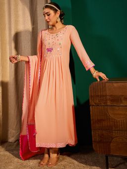 THE52 - Women'S Embroidery Work Kurta Pant and Dupatta