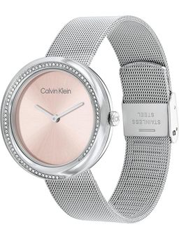 Calvin Klein - Twisted Bezel Quartz Pink Crystal Round Dial Womens Watch - 25200149