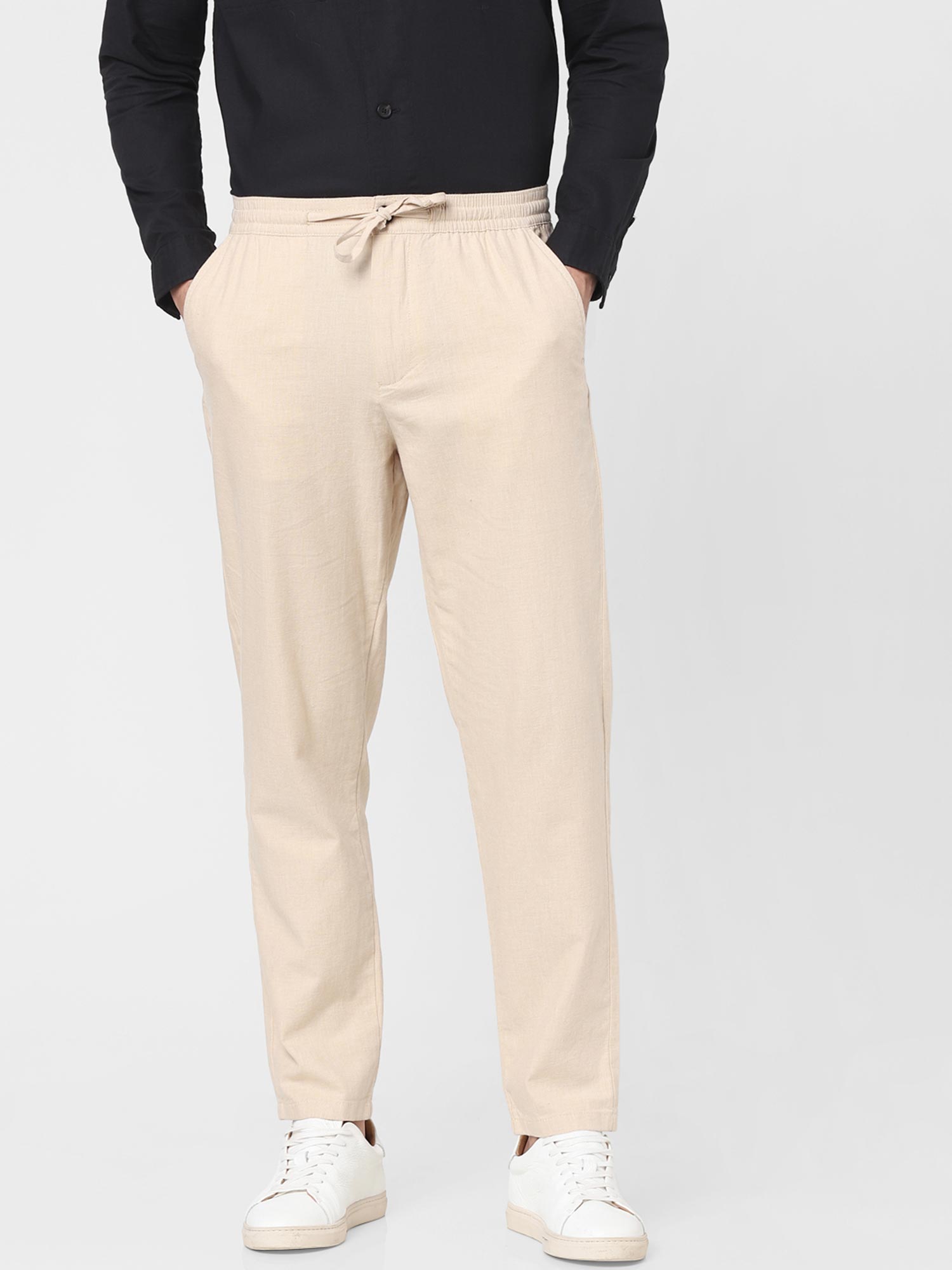 Buy SELECTED HOMME Beige Solid Slim Fit 
