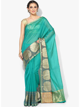 Banarasi Silk Works - Green Art Silk Saree with Unstitched Blouse
