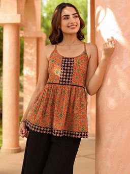 Rain & Rainbow - Rust Printed Regular Fit Top