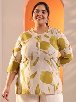 Extra love by Libas - Off White Printed Straight Fit Kurti