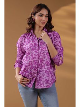 Rain & Rainbow - Purple Floral Regular Fit Shirt
