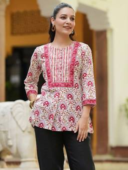 Rain & Rainbow - Red Floral Regular Fit Top