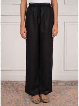 HOUSE OF KARI - Black Solid Loose Fit Palazzo