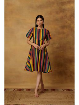 The Quince Life - Multi-Color Stripes A-Line Fit Dress