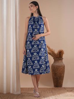 Kami Kubi - Blue Printed A-Line Fit Dress