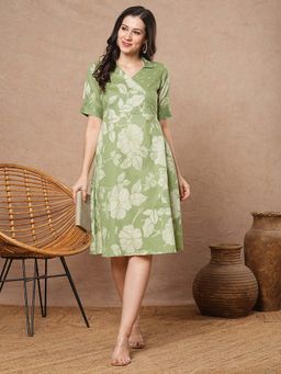 Kami Kubi - Green Floral A-Line Fit Dress