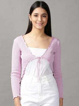 SHOWOFFFF - Womens Regular Lavender Straight Shrug