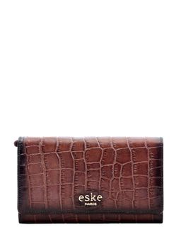 Eske - Kryssa Women's Wallet, Tan Hand-Stitched Croco