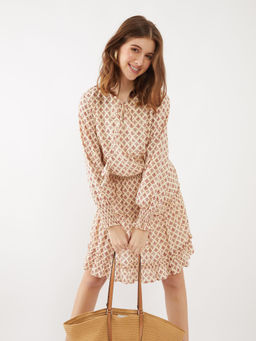 Zink London - Womens Beige Printed Dress