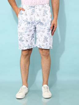 CRIMSOUNE CLUB - Mens White Floral Print Shorts