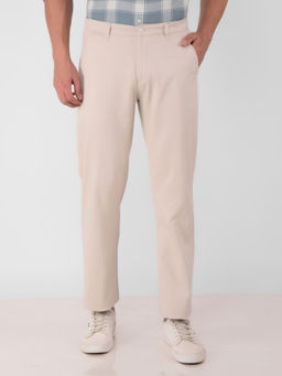 CRIMSOUNE CLUB - Mens Beige Straight Trousers