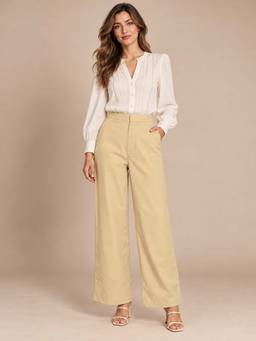 Twenty Dresses by Nykaa Fashion - Beige High Waisted Wide Leg Trouser