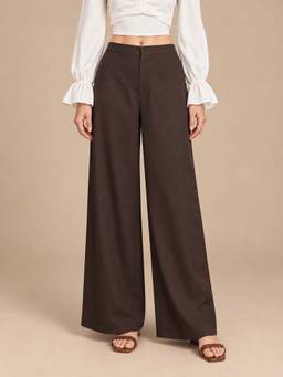 Twenty Dresses by Nykaa Fashion - Brown High Waisted Wide Leg Trouser