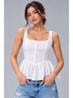 Twenty Dresses by Nykaa Fashion - White Cotton Schiffli Top
