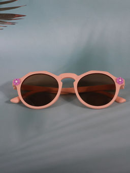 DukieKooky - Unisex Kids Brown Sunglasses with Flowers