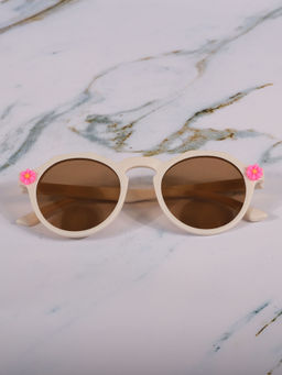 DukieKooky - Unisex Kids Air Force Brown Sunglasses with Flowers