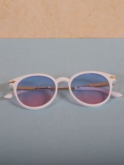 DukieKooky - Unisex Kids Stylish and Sturdy White Round Sunglasses