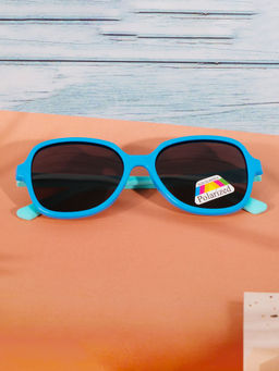 DukieKooky - Unisex Kids Stylish and Sturdy Blue Oval Sunglasses