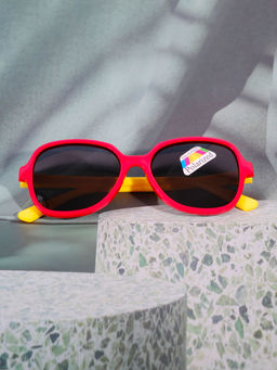 DukieKooky - Unisex Kids Stylish and Sturdy Red Oval Sunglasses
