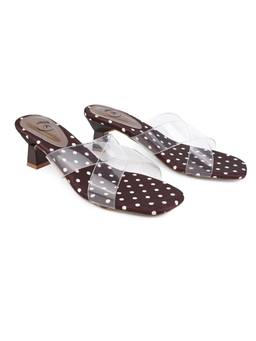 Alberto Torresi - Women Brown Polka Dot Criss-Cross Strap Block Heels