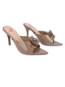 Alberto Torresi - Women Beige Patent Floral Applique Stiletto Heels