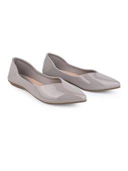 Alberto Torresi - Women Grey Glossy Patent Pointed-Toe Flat Ballerinas