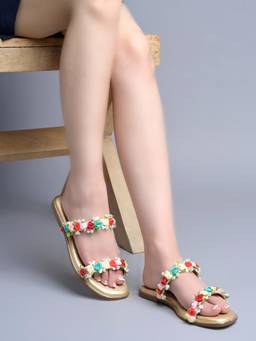 Shoetopia - Women Gold Stylish Flats