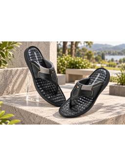 WOODLAND - Black Comfortable Soft Sole Lightweight Sandals For Men
