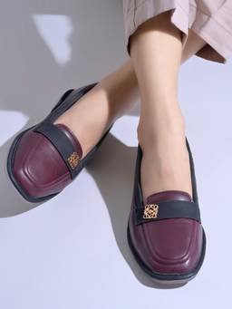 Shoetopia - Women Maroon Stylish Fashion Loafers