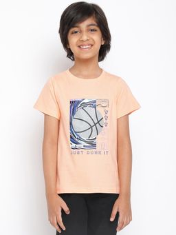 Tales & Stories - Boys Light Pink Cotton Printed T-Shirt