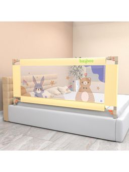 BAYBEE - Beige Foldable Single Bed Railing for Toddler Bed Rail Guard for Baby Safety