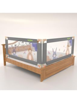 BAYBEE - Grey Portable Bed Rail Falling Protector Fence with Adjustable Height, Foldable-pack of 2