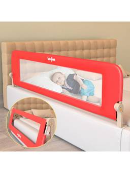 BAYBEE - Red Portable Bed Rail Falling Protector Fence with Adjustable Height, Foldable