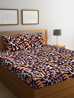 ARRABI - Multi Geometric TC Polycotton Double Bedsheet with 2 Pillow Covers