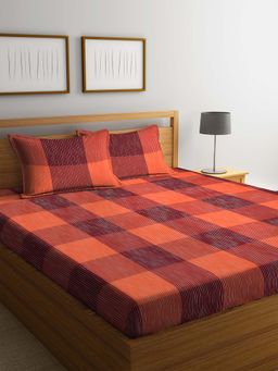 ARRABI - Multi-Color Handwoven Cotton Double King Bedsheet with 2 Pillow Covers