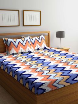 ARRABI - Multi Abstract TC Polycotton Double Bedsheet with 2 Pillow Covers