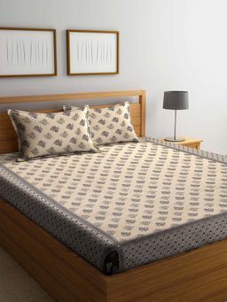 ARRABI - Multi Floral TC Polycotton Double Bedsheet with 2 Pillow Covers